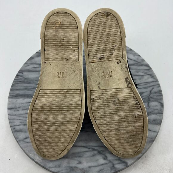 Frye Ivy Weave Sneakers Womens 8 Black Leather Slip On Casual Laceless Shoes - Picture 7 of 11